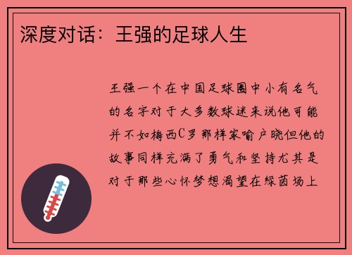 深度对话：王强的足球人生